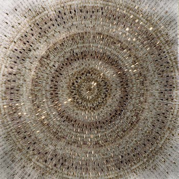 Tabelau ABSTRAIT Rosace tons beiges, marron, gris et noirs 40x40cm