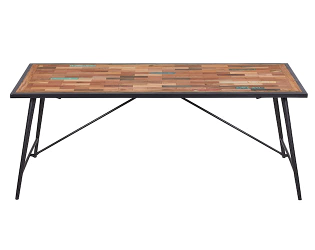 Table a manger rectangulaire bois recycle et metal style industriel