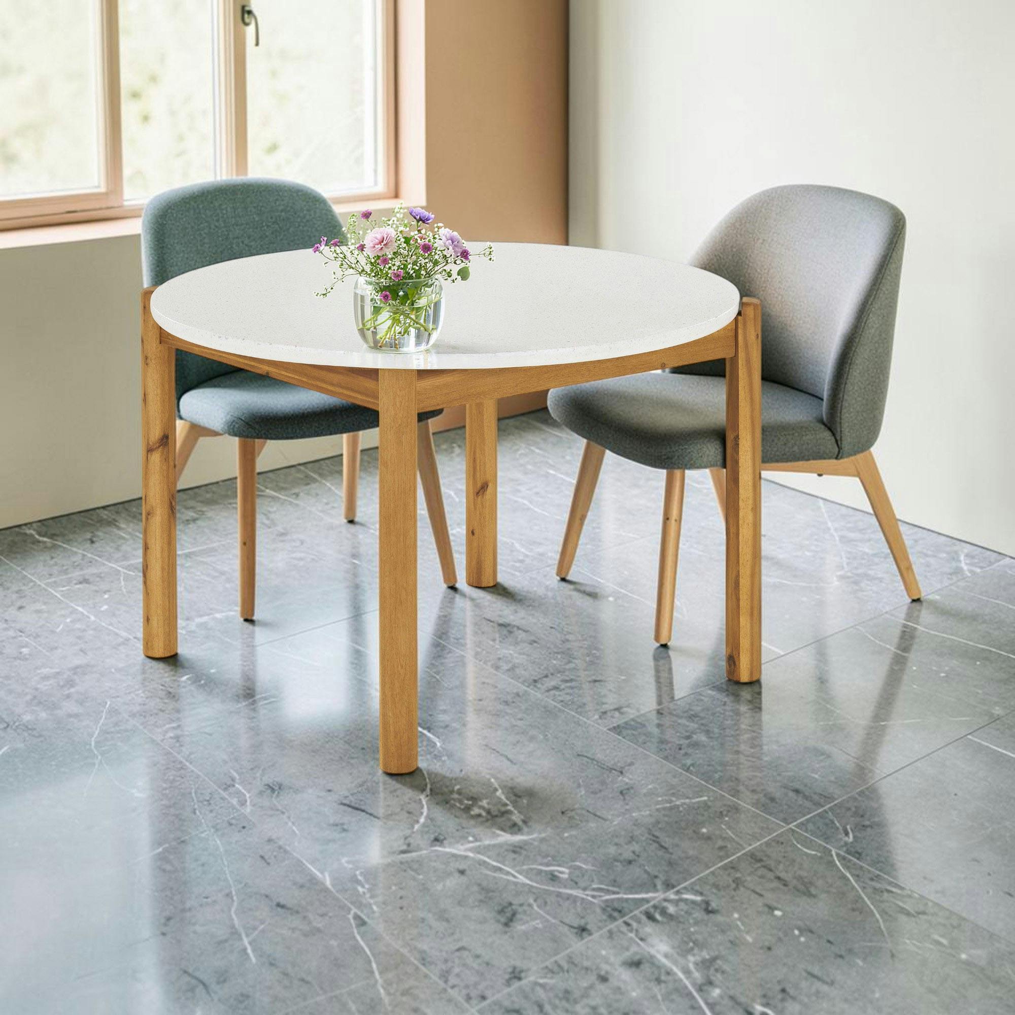 Table à dîner ronde terrazzo blanche ø120 BALI