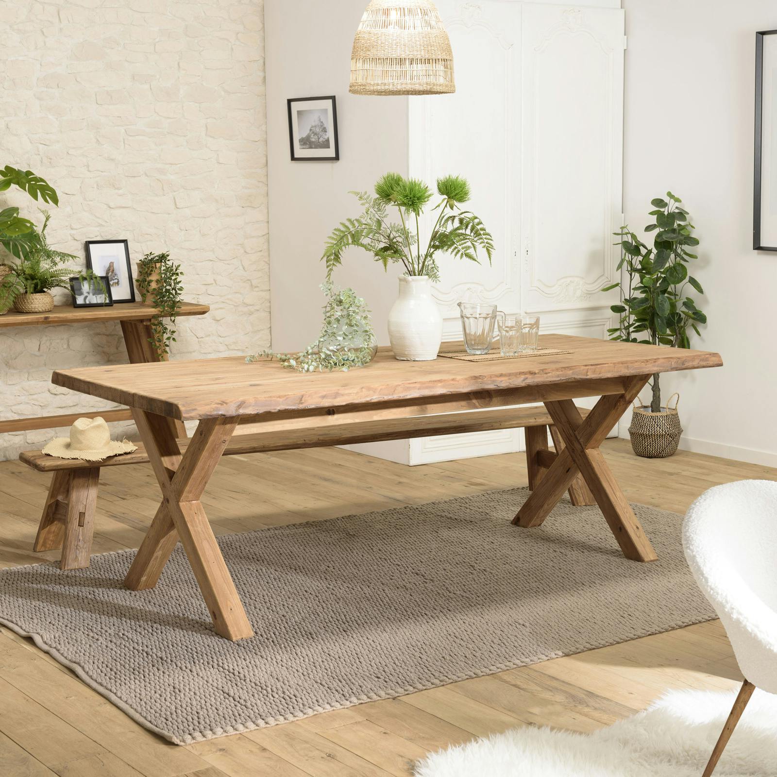 Table à manger 220 cm en bois recyclé DENVER