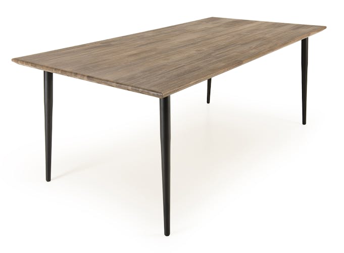 Table de repas revetement bois pieds metal de style contemporain