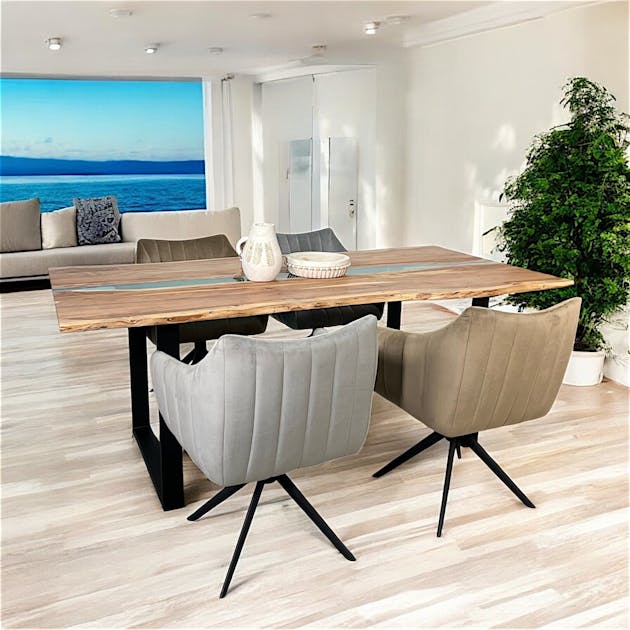 Table rivière epoxy lagon et bois d'acacia 200 cm BORA | Tables à ...