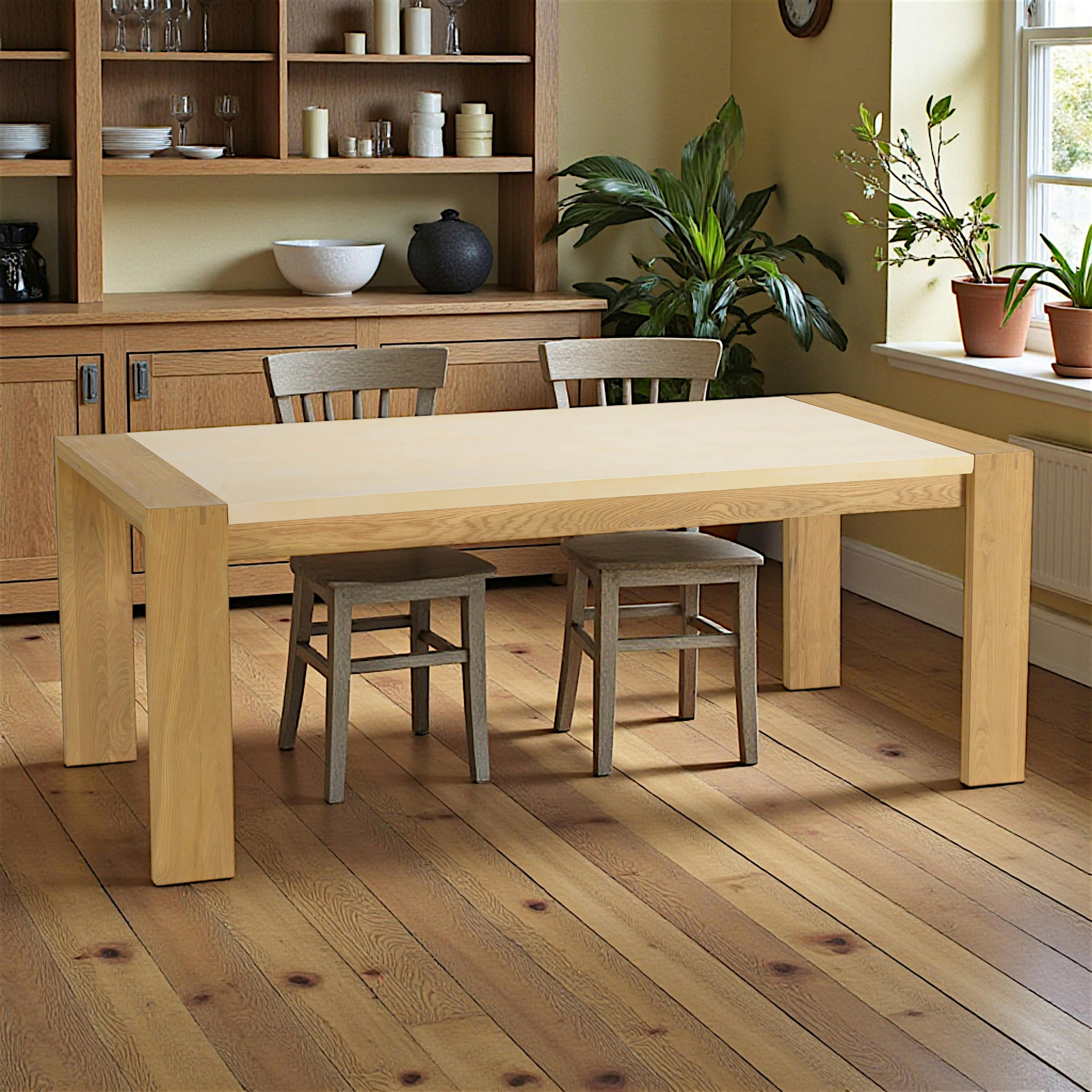 Table à manger béton et chêne 200 cm BRASILIA