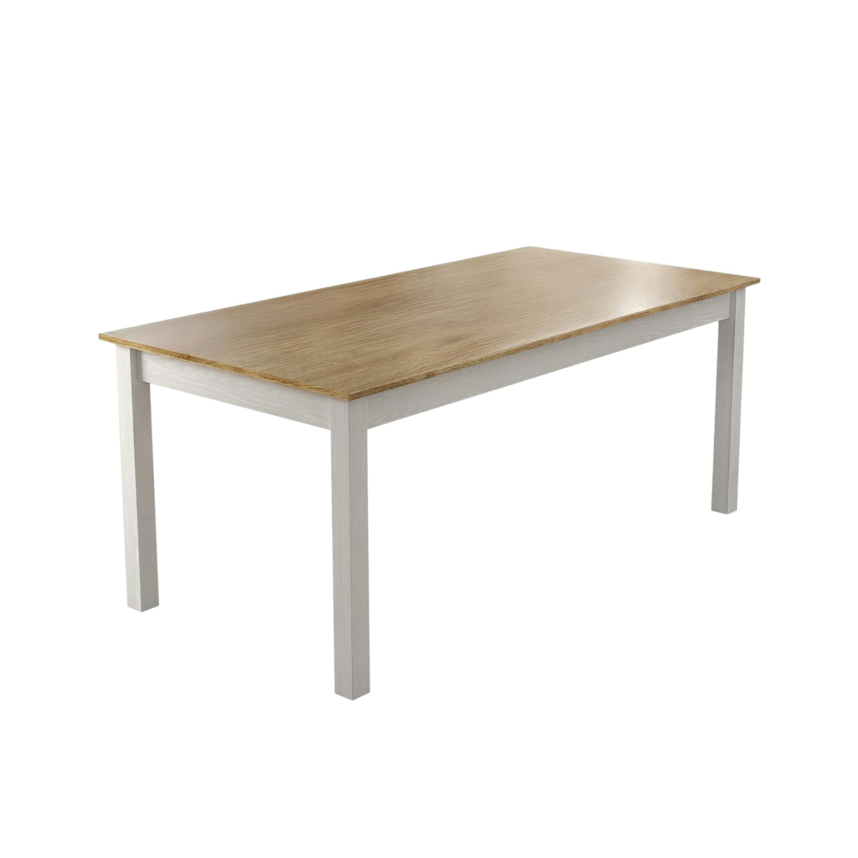 Table à manger blanche, plateau effet bois clair 180 cm CALMA | Tables ...