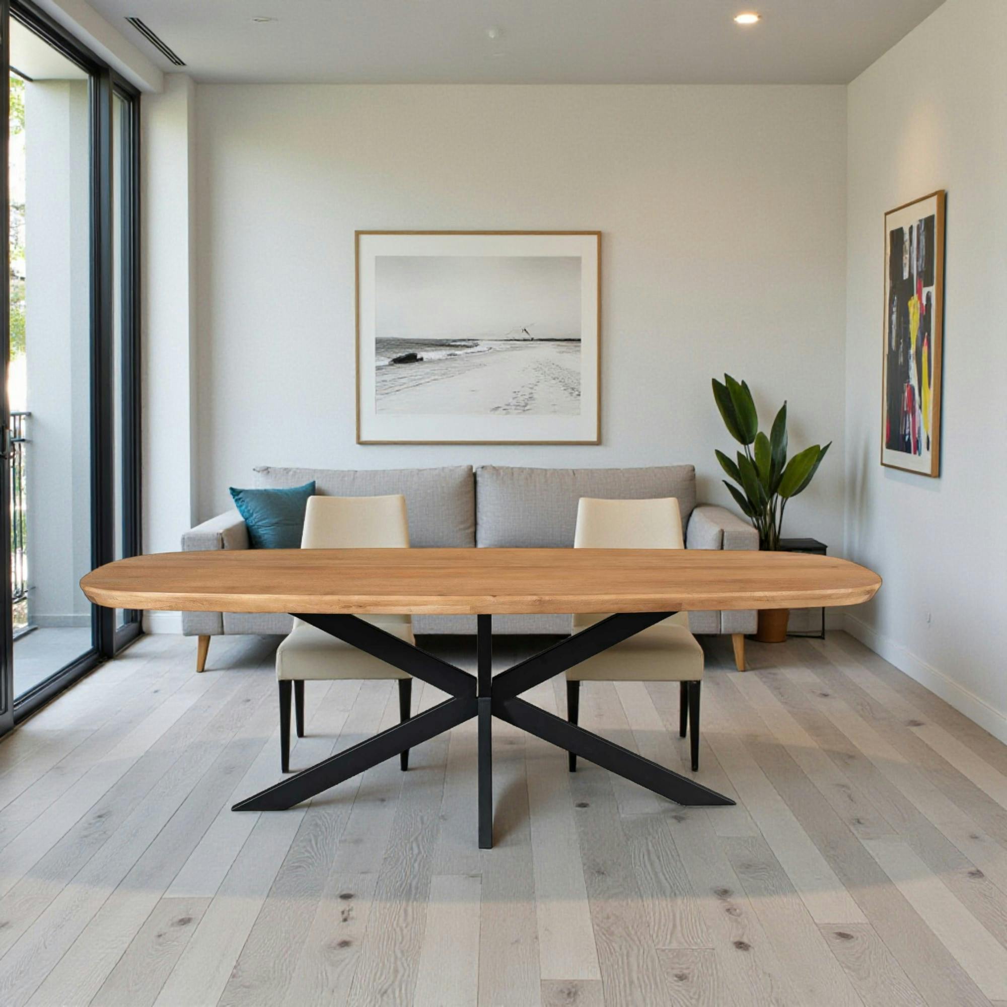 Table à manger bois bords arrondis 280 cm CORTINA