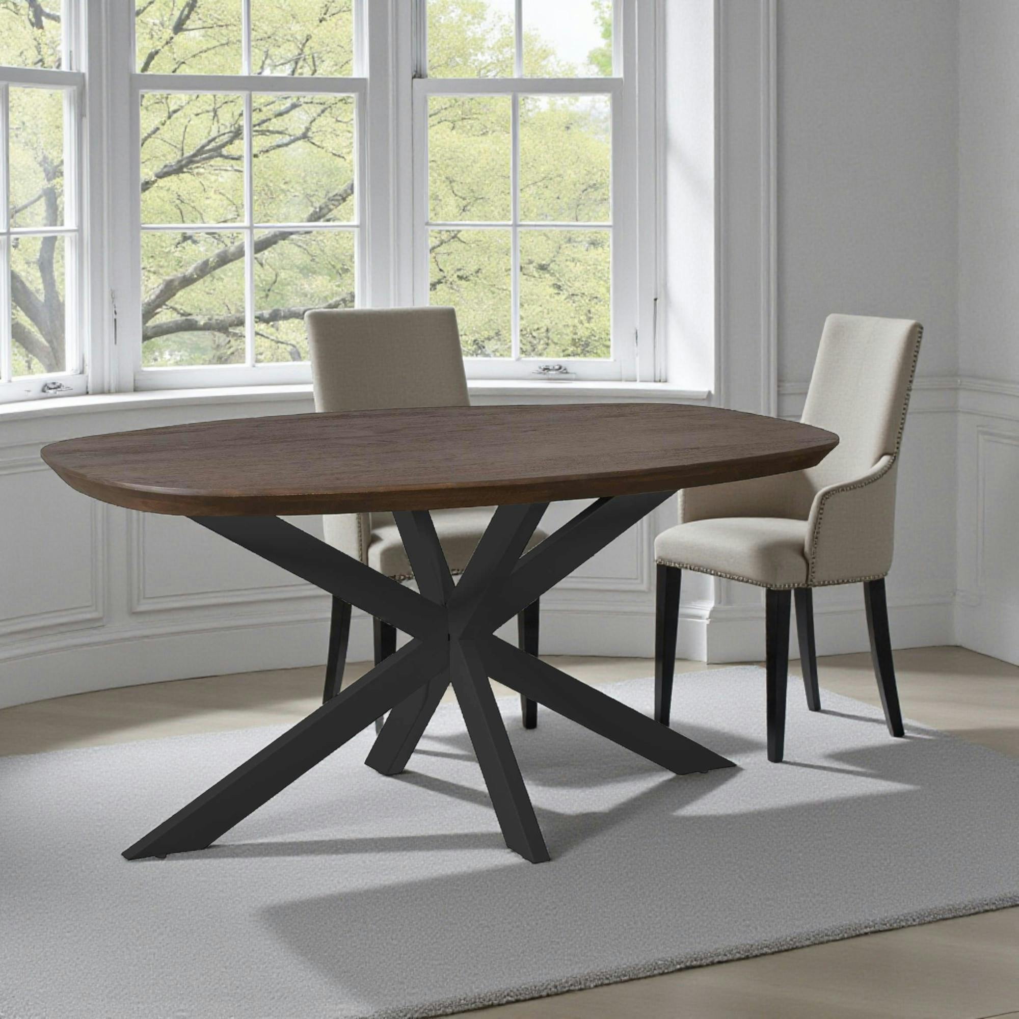 Table à manger bois brun bords arrondis 160 cm CORTINA