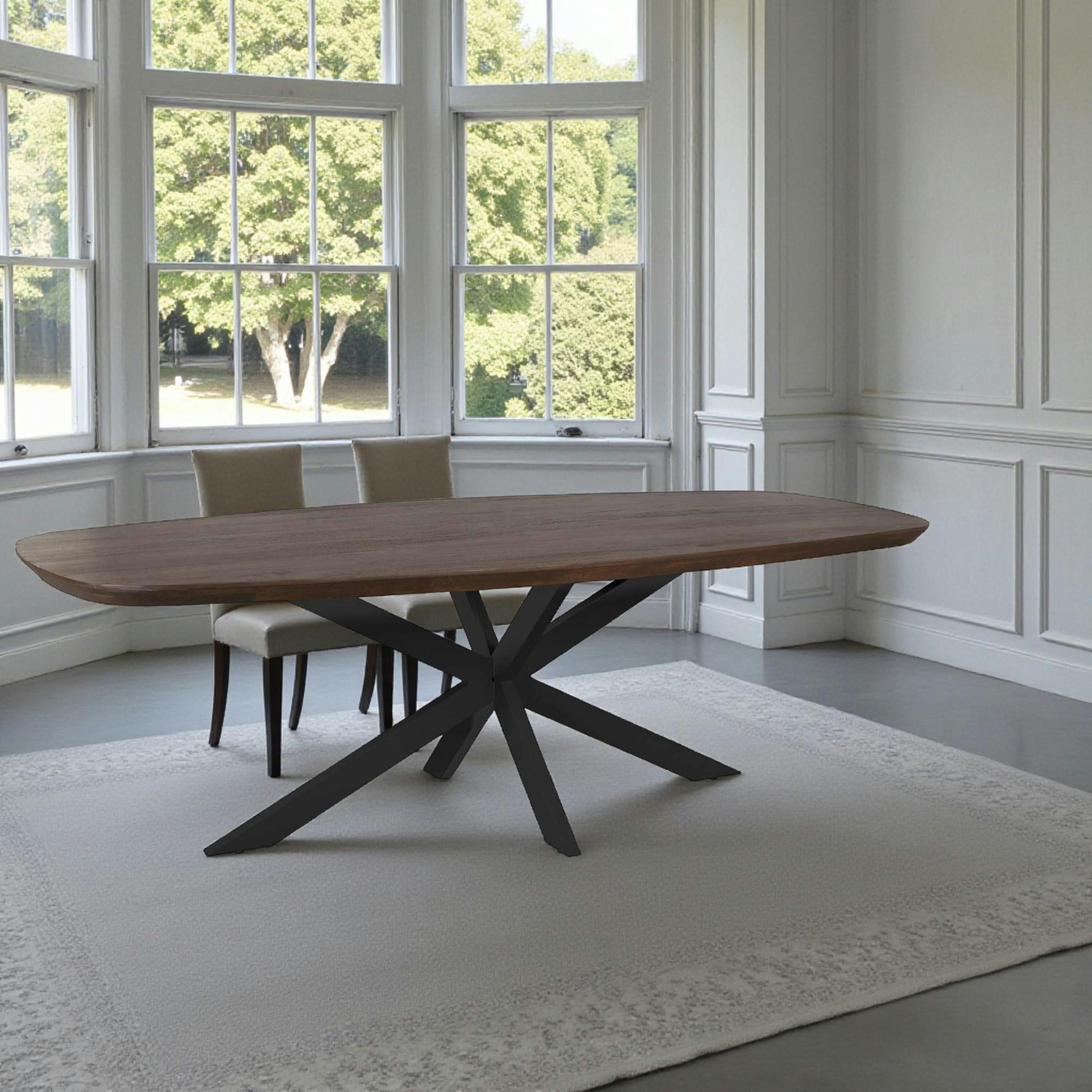 Table à manger bois brun bords arrondis 240 cm CORTINA
