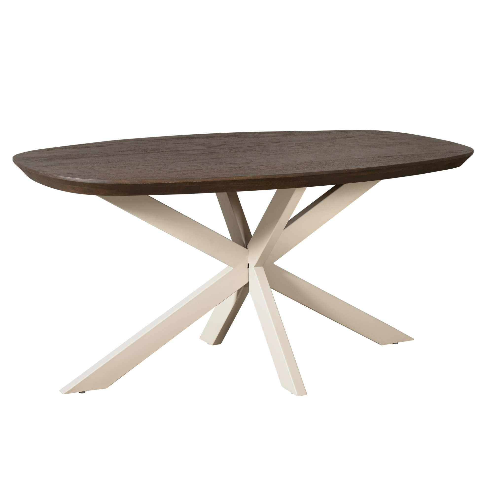 Table à manger bois brun pied blanc 160 cm CORTINA