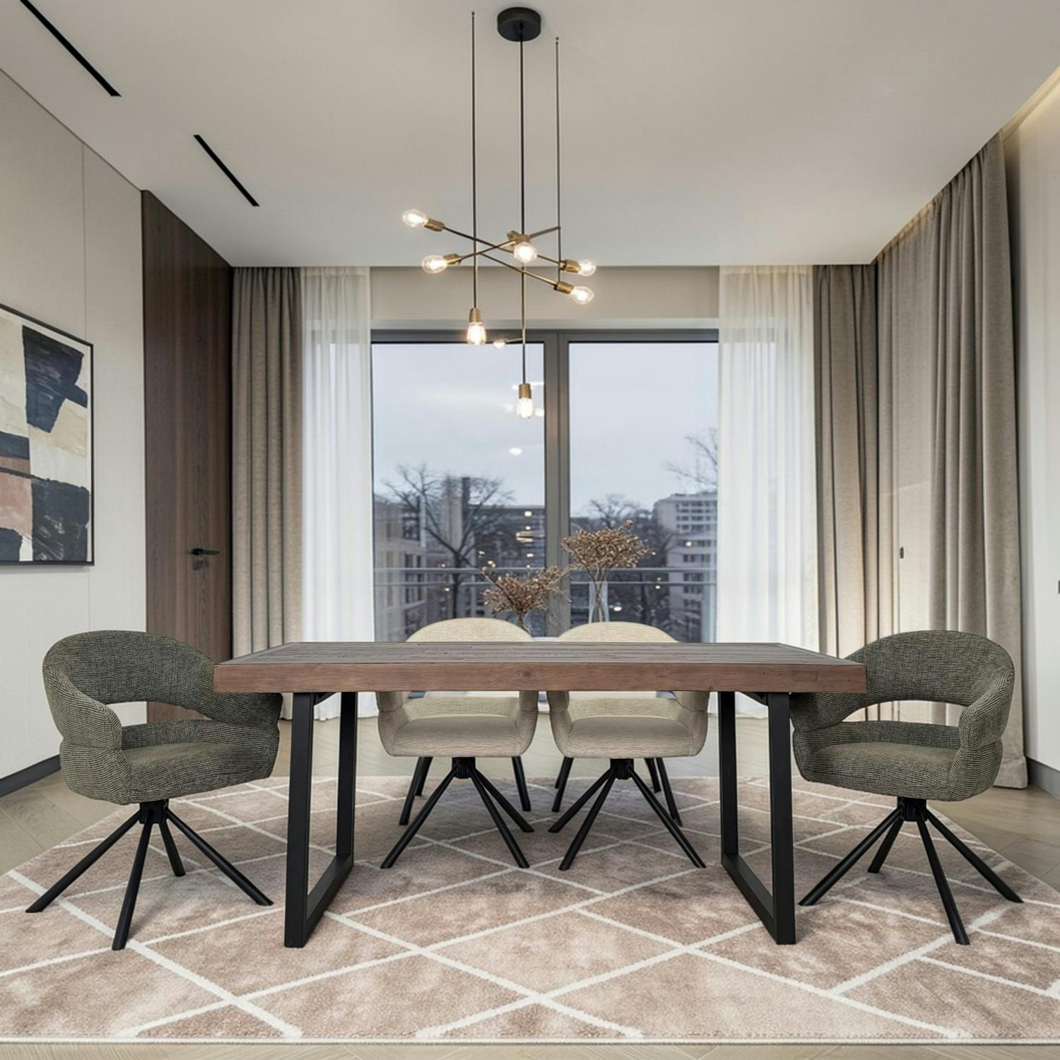 Table à manger bois brun recyclé 180 cm SAMOA