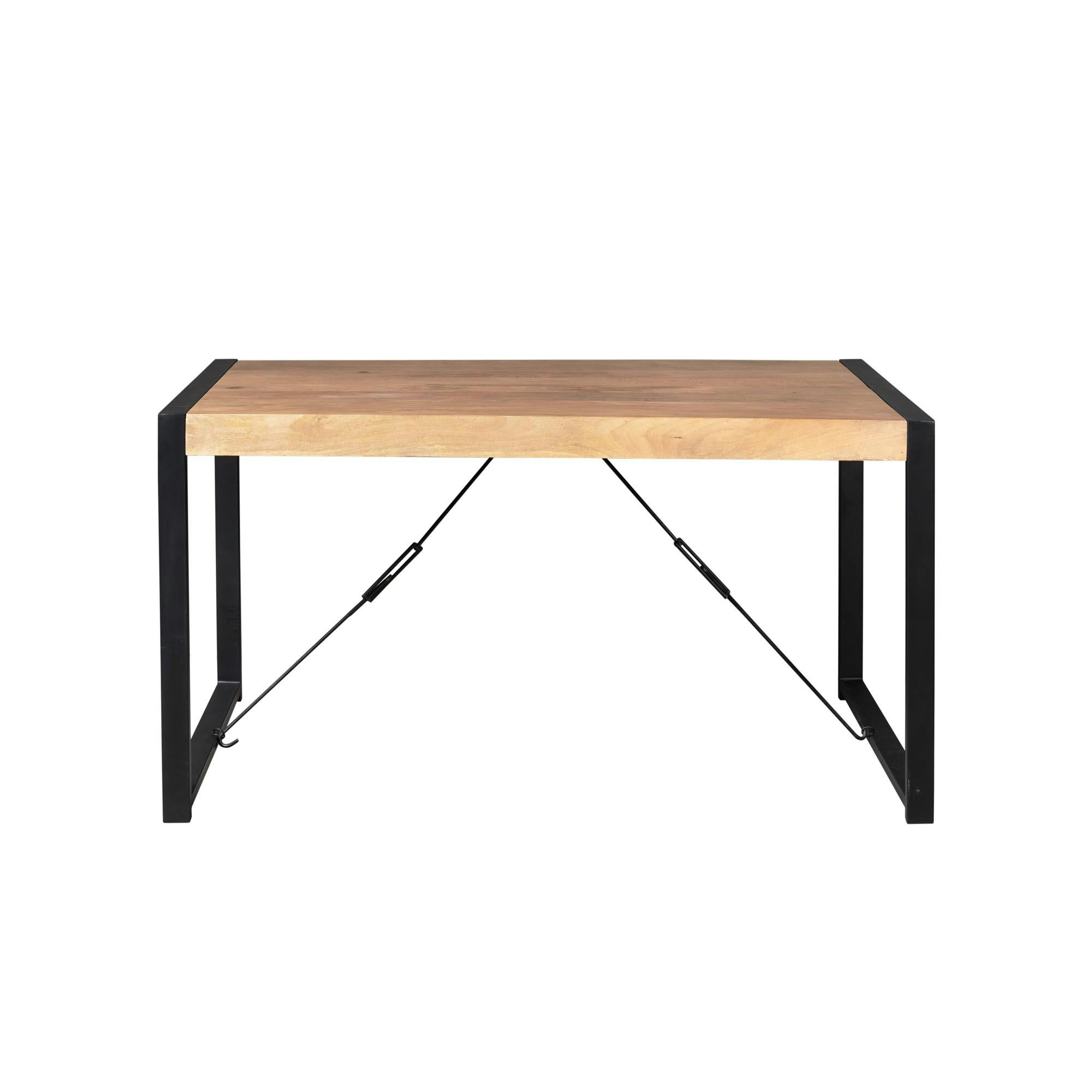 Table à manger bois clair à tendeurs noirs 180 cm MILORA