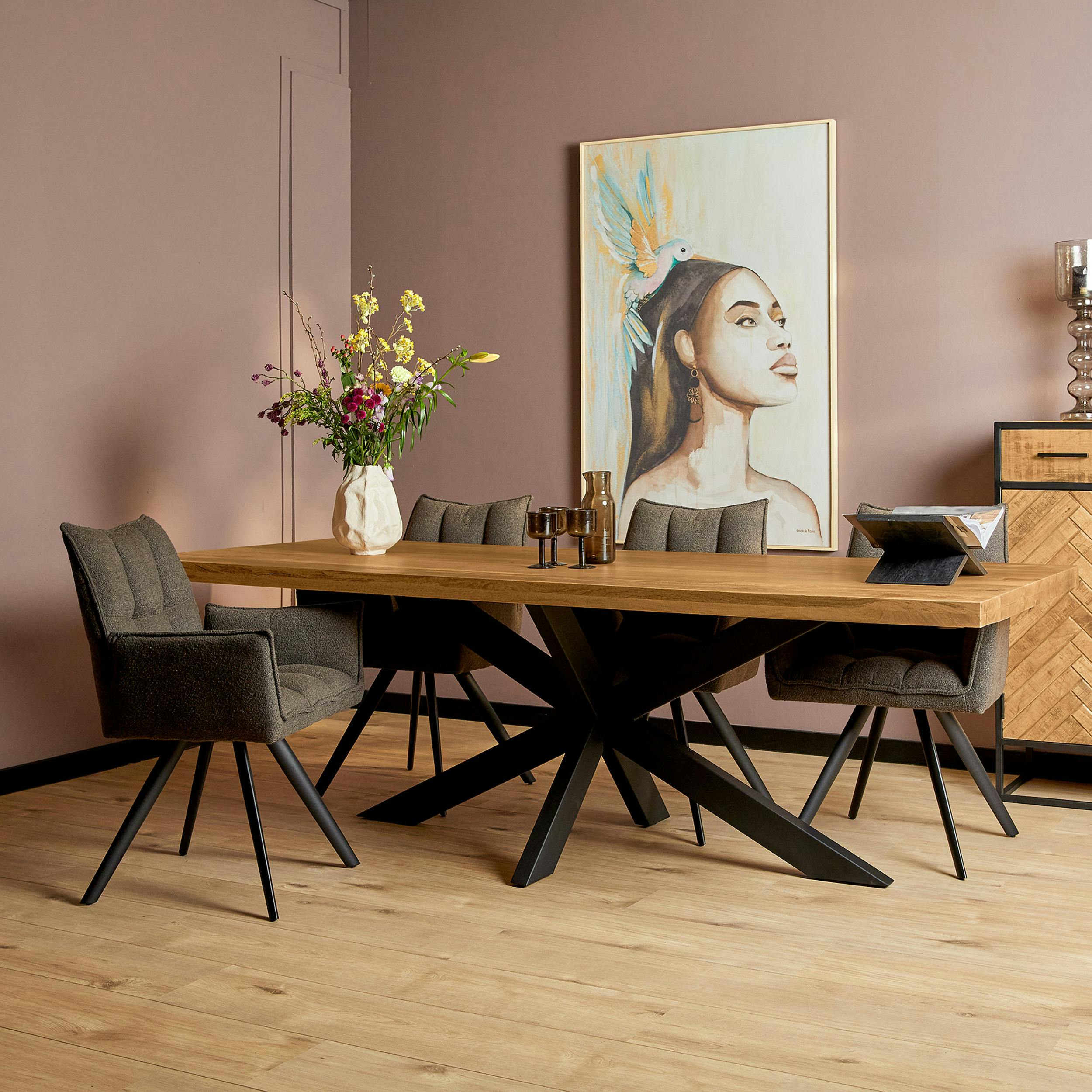 Table à manger bois pied central 160 cm RIVANO