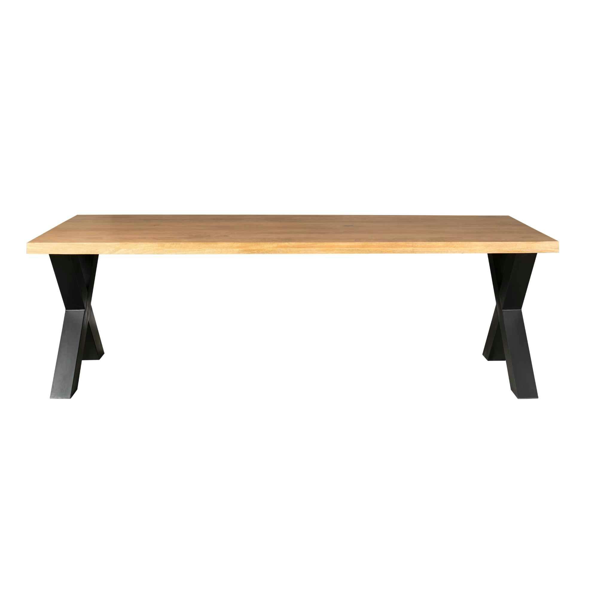 Table à manger bois clair pied en X 240 cm RIVANO