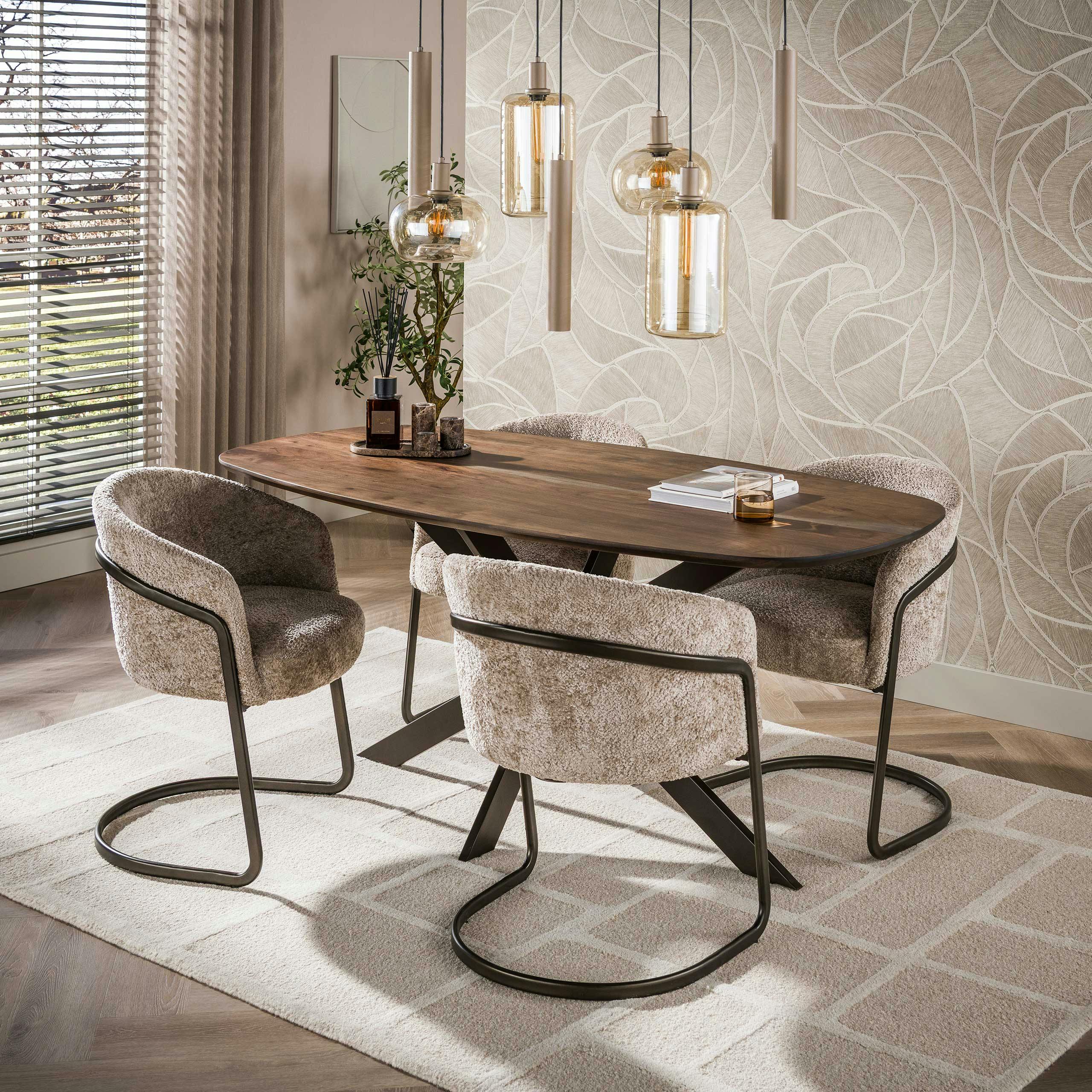 Table à manger bois d'acacia foncé bords arrondis 180 cm NAKO