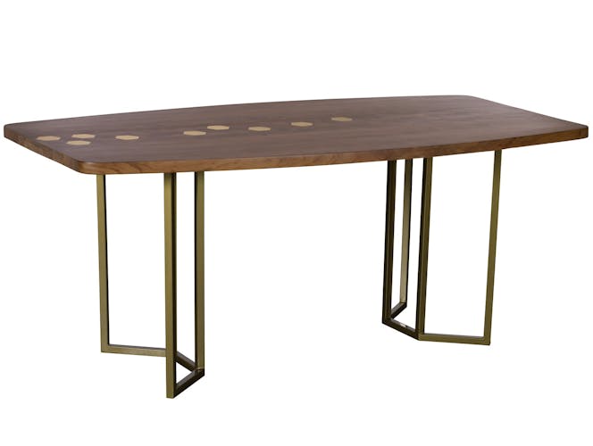Table a manger moderne en bois et laiton style contemporain