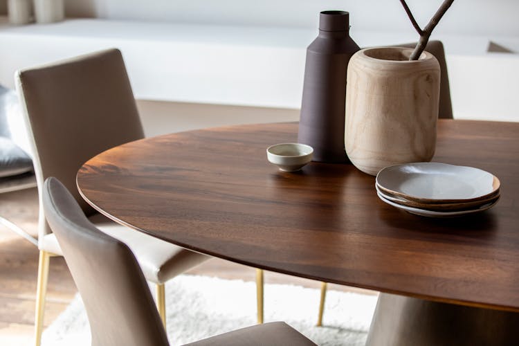 Table a manger ovale bois massif manguier style vintage