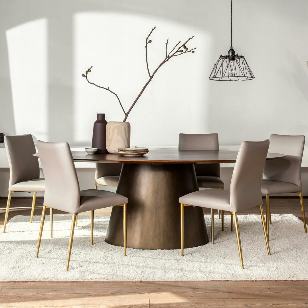 Table a manger ovale bois massif manguier style vintage