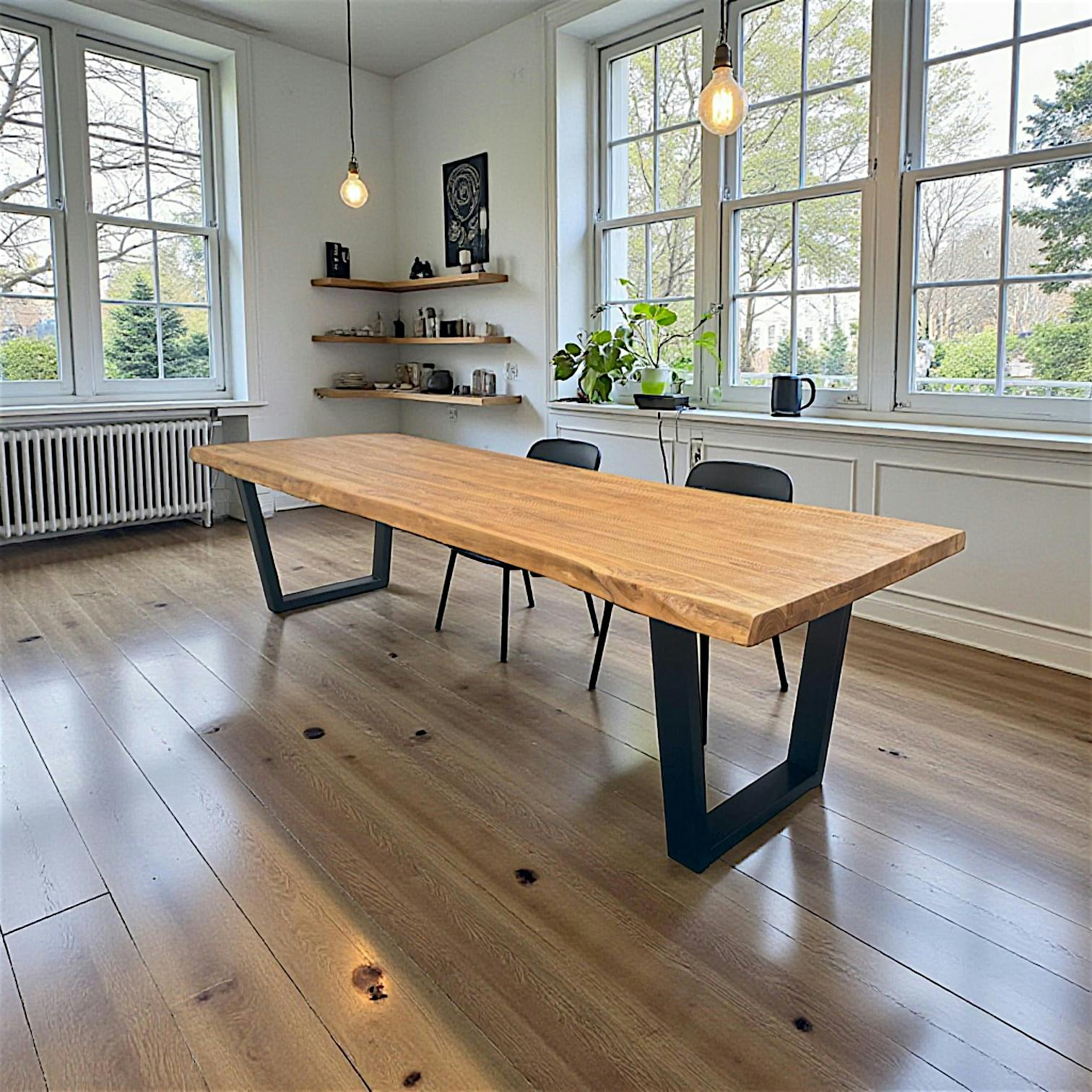 Table à manger bois de teck recyclé, pieds en U 300 cm TIMOR