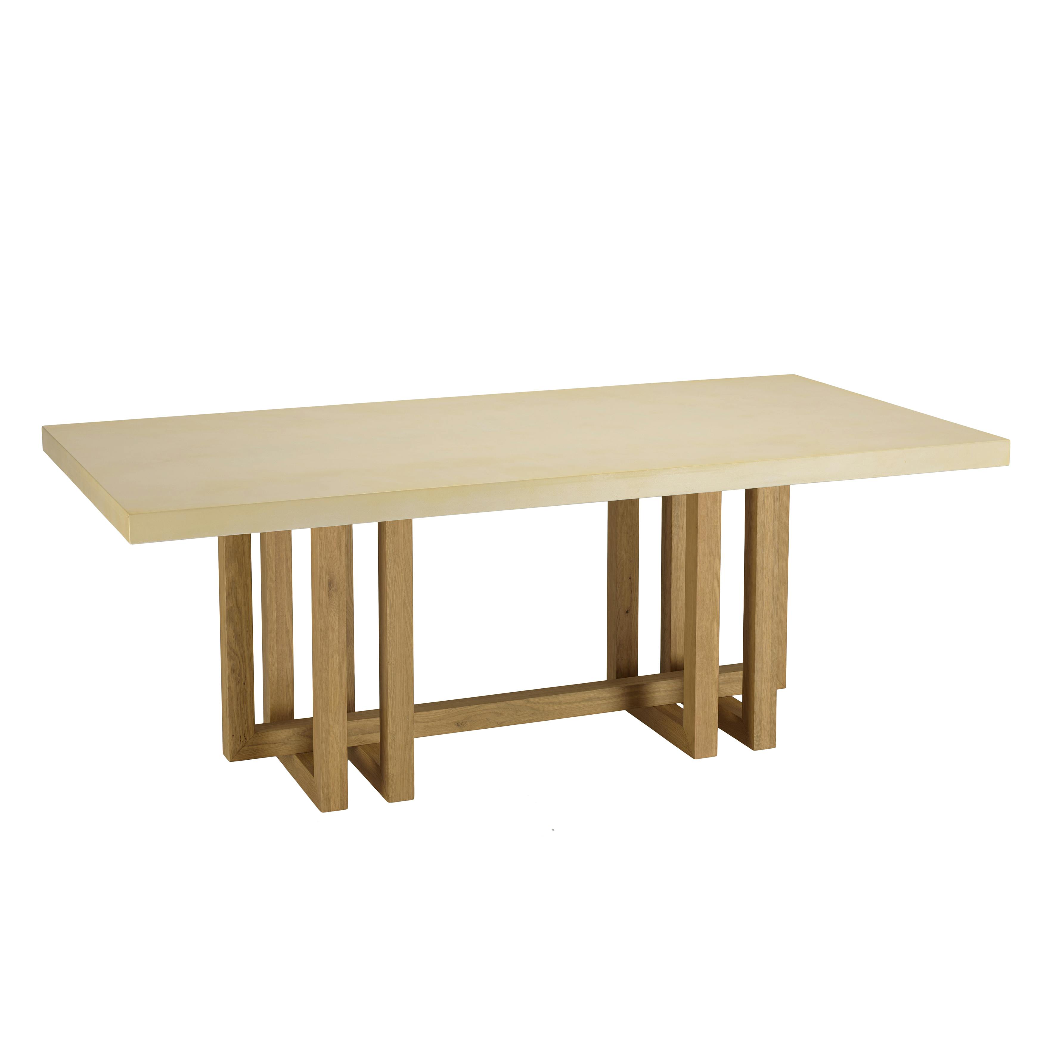 Table à manger bois et béton beige pied design 200 cm BRASILIA