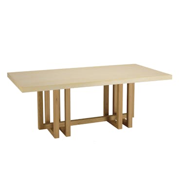  Table à manger bois et béton beige pied design 200 cm BRASILIA