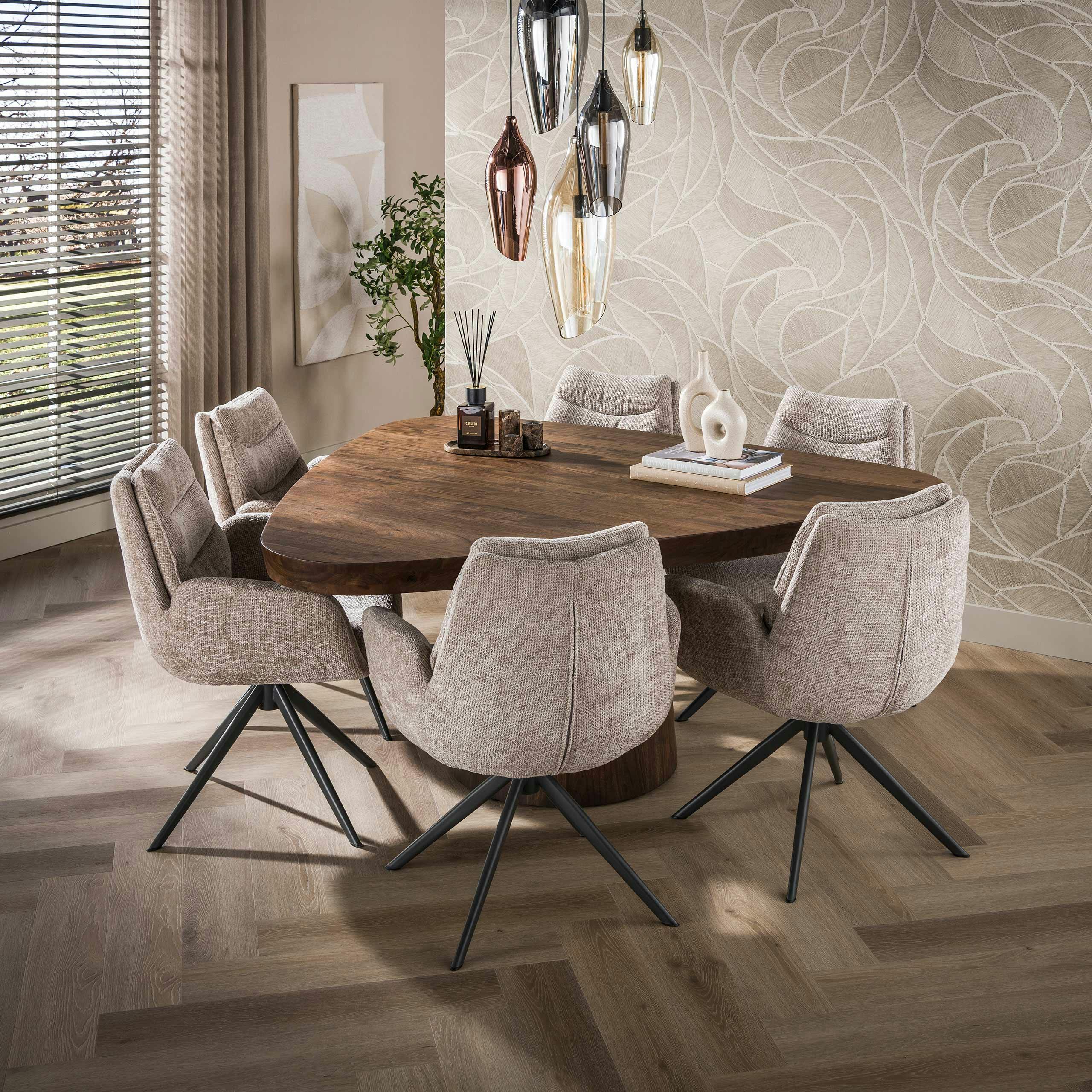 Table à manger bois foncé forme triangulaire organique 165 cm MYSORE