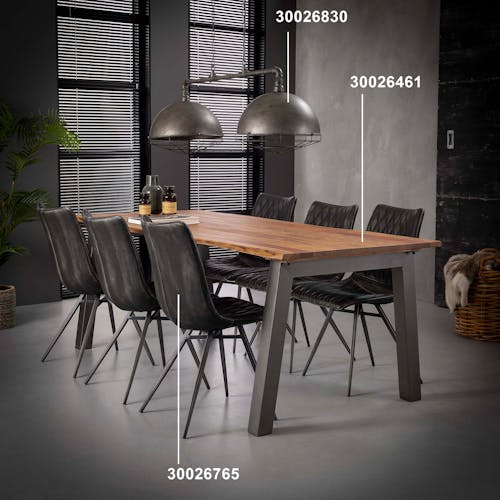 Table de repas rectangulaire bois pieds metal style contemporain