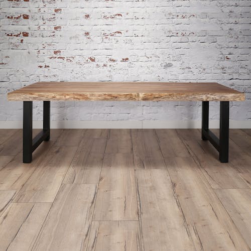 Table de repas rectangulaire bois pieds metal style contemporain