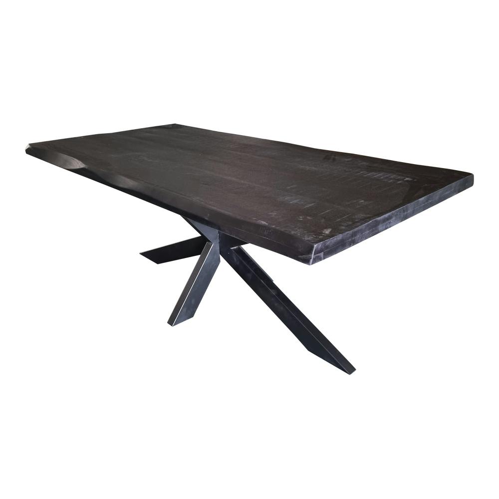 Table à manger bois noir à bords naturels 240 cm CALERO