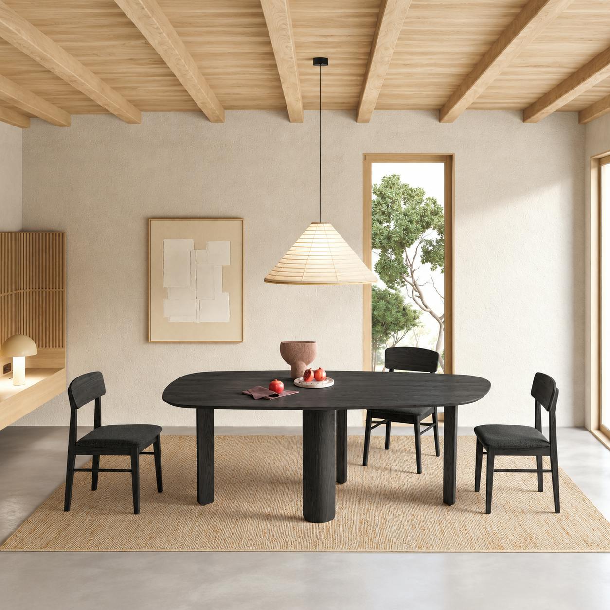 Table à manger bois noir design organique 210 cm ORBE