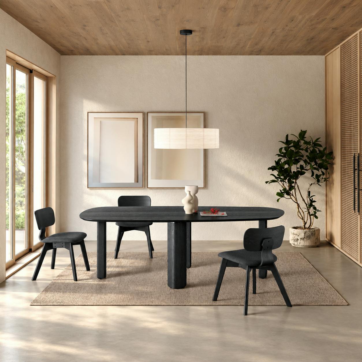 Table à manger bois noir design organique 240 cm ORBE