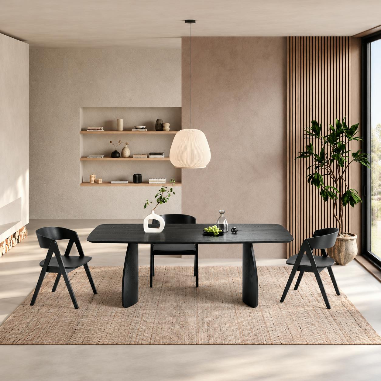 Table à manger bois noir style moderne 210 cm ORBE