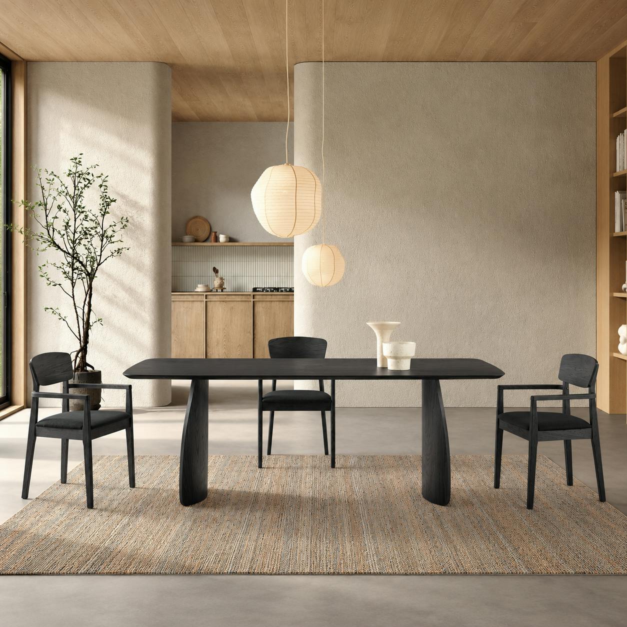 Table à manger bois noir style moderne 240 cm ORBE
