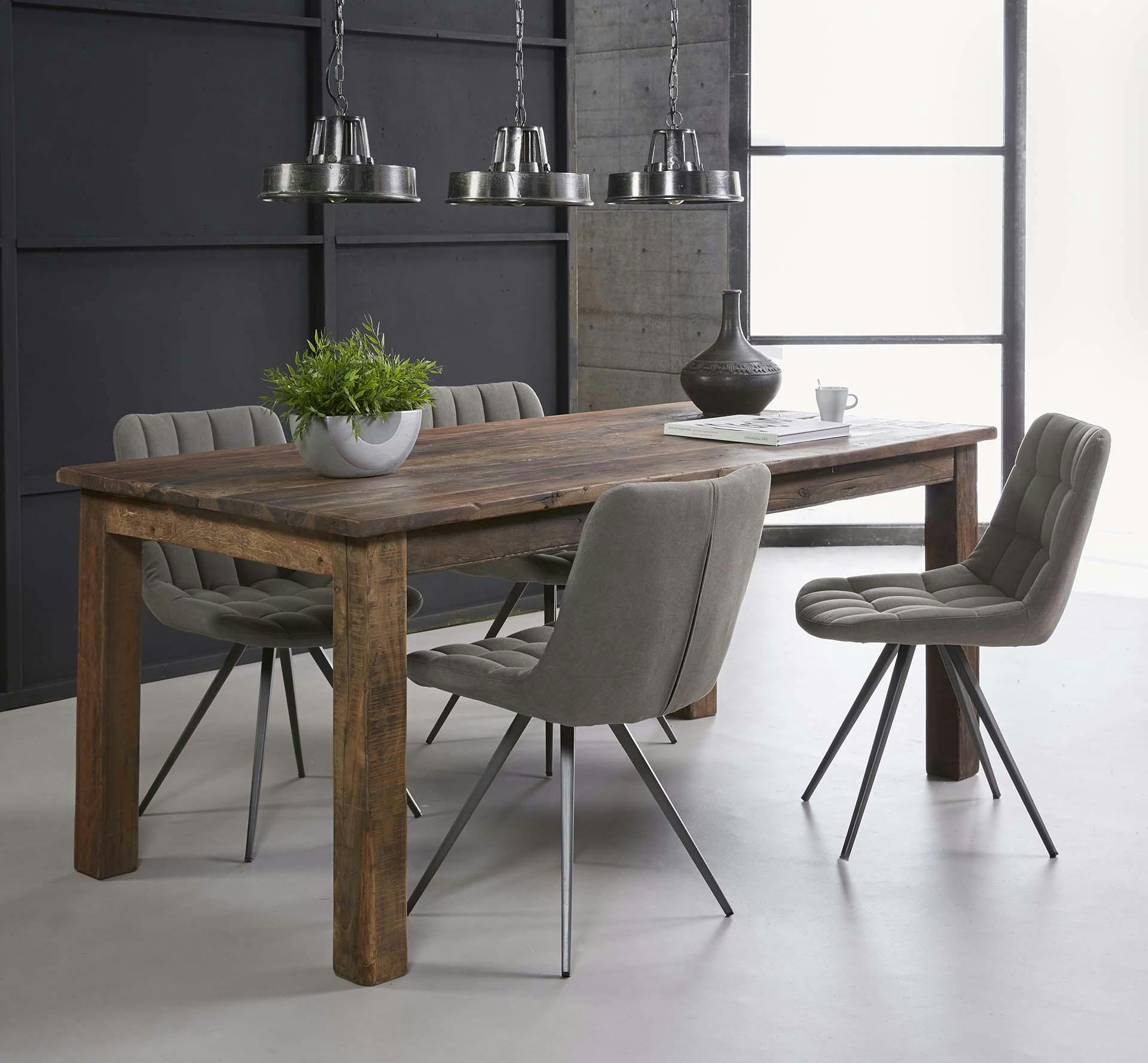 Table de repas rectangulaire en bois recycle de style campagne