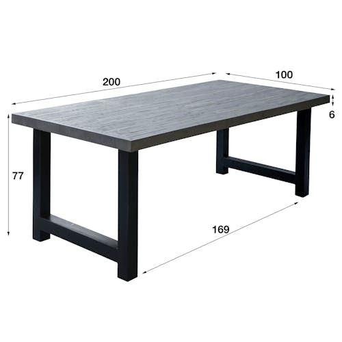 Table a manger rectangulaire bois recycle gris style industriel