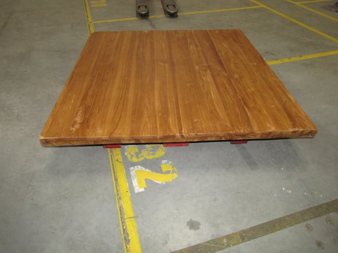 Table à manger carrée bois de teck pied métal 130 ONTARIO
