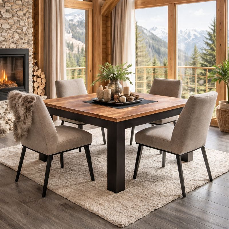 Table à manger carrée en bois 140 cm FAIRLIE