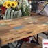 Table de repas carree en bois recycle de style industriel