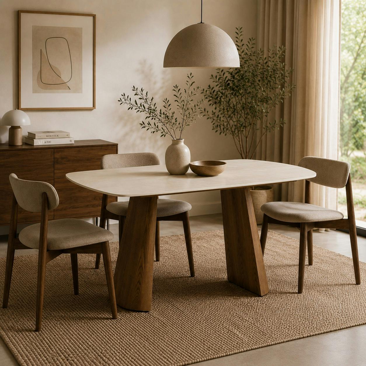 Table à manger céramique à bords arrondis 135 cm LARIO