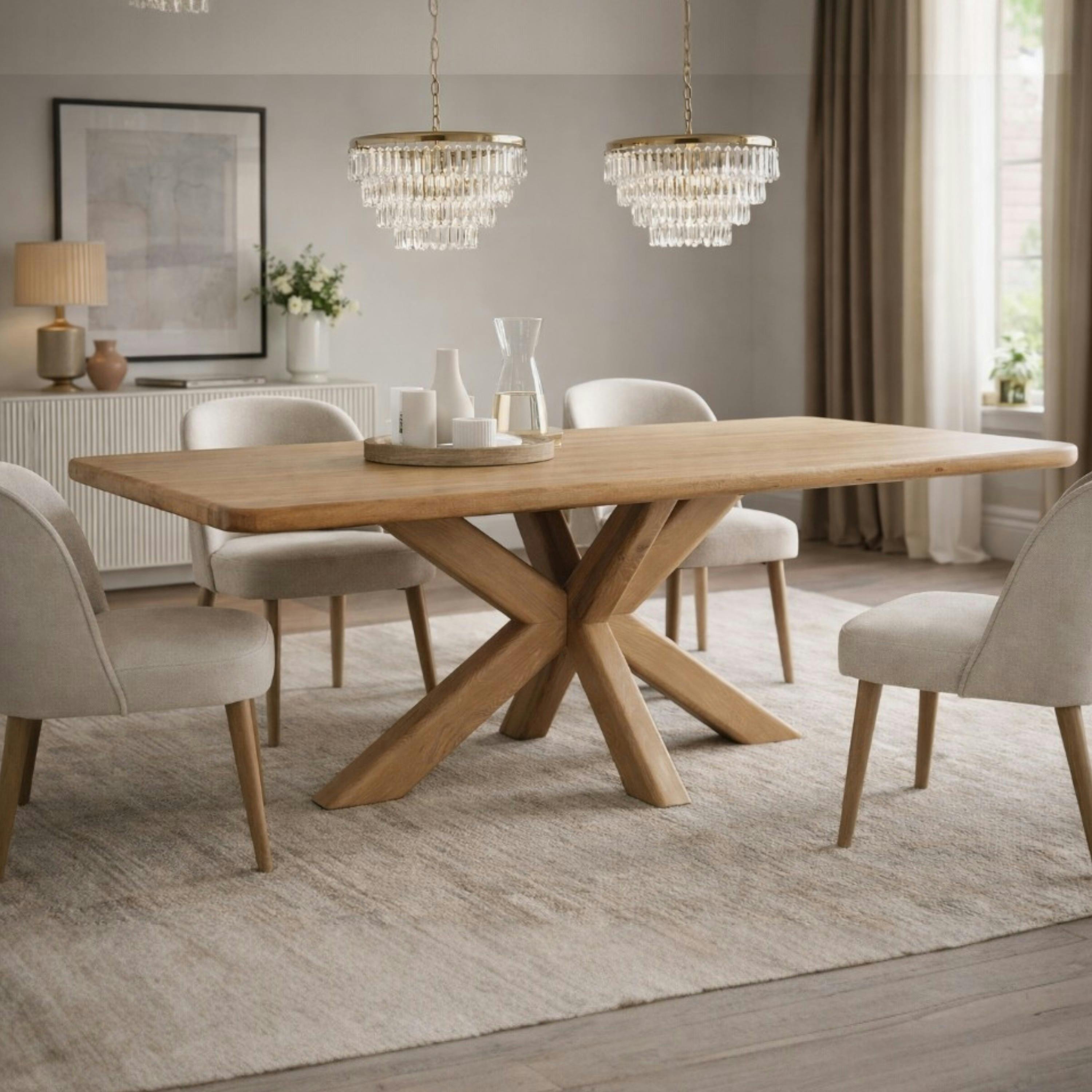 Table à manger chêne massif bords arrondis 200 cm ASTER