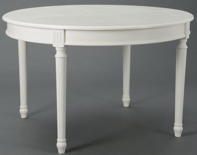 Table a manger ronde extensible en bois blanc style romantique