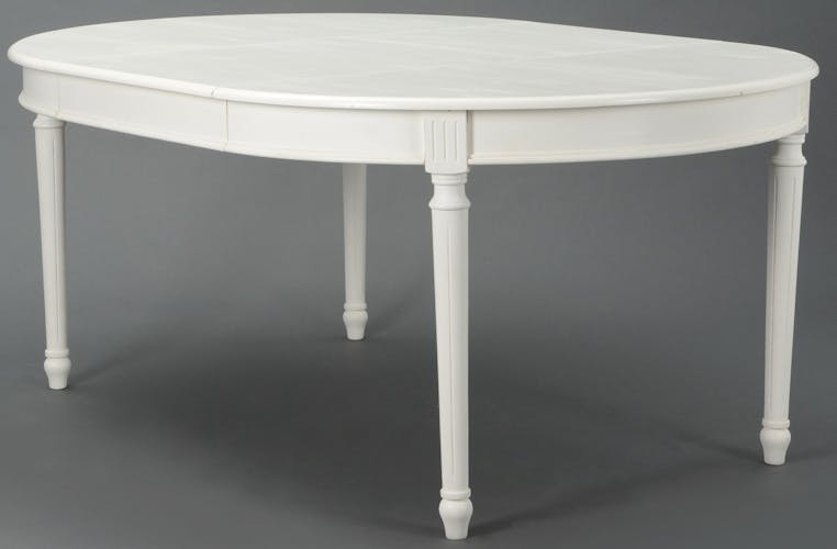 Table a manger ronde extensible en bois blanc style romantique