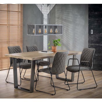 Table de repas en bois pieds metal de style contemporain