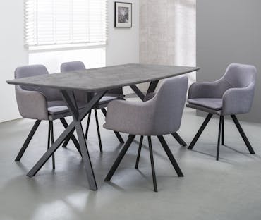  Table de repas effet beton pieds metal de style contemporain