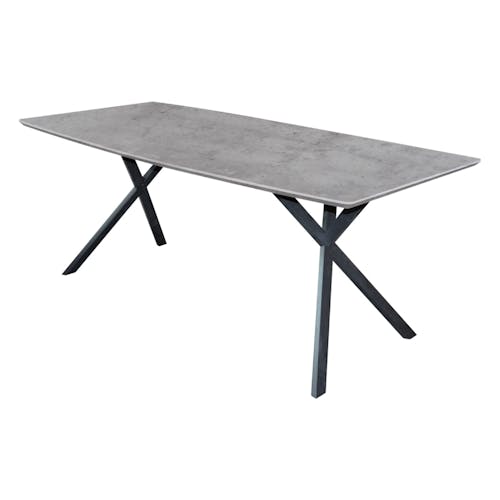 Table de repas effet beton pieds metal de style contemporain