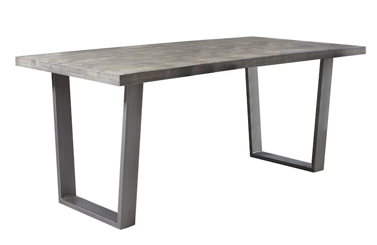 Table de repas en bois gris pieds metal style contemporain