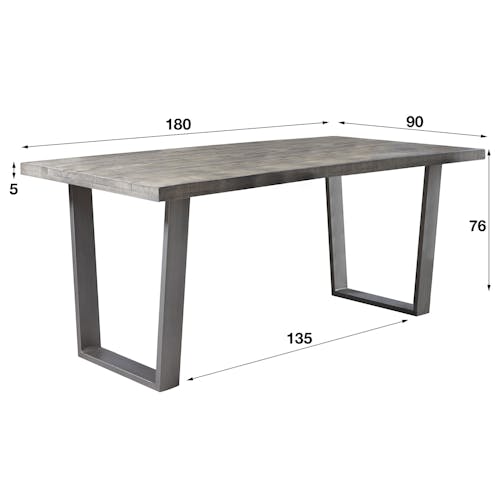 Table de repas en bois gris pieds metal style contemporain