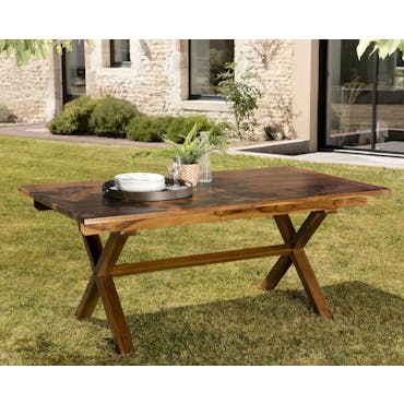  Table à manger de jardin extensible en teck 180/240 cm pieds croisés SUMMER