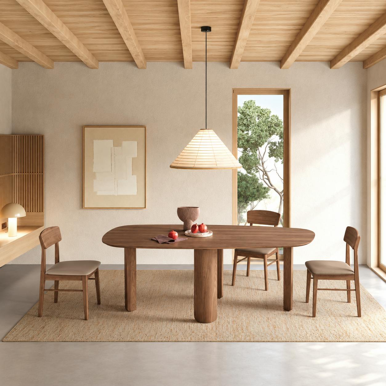 Table à manger design organique décor bois de noyer 210 cm ORBE