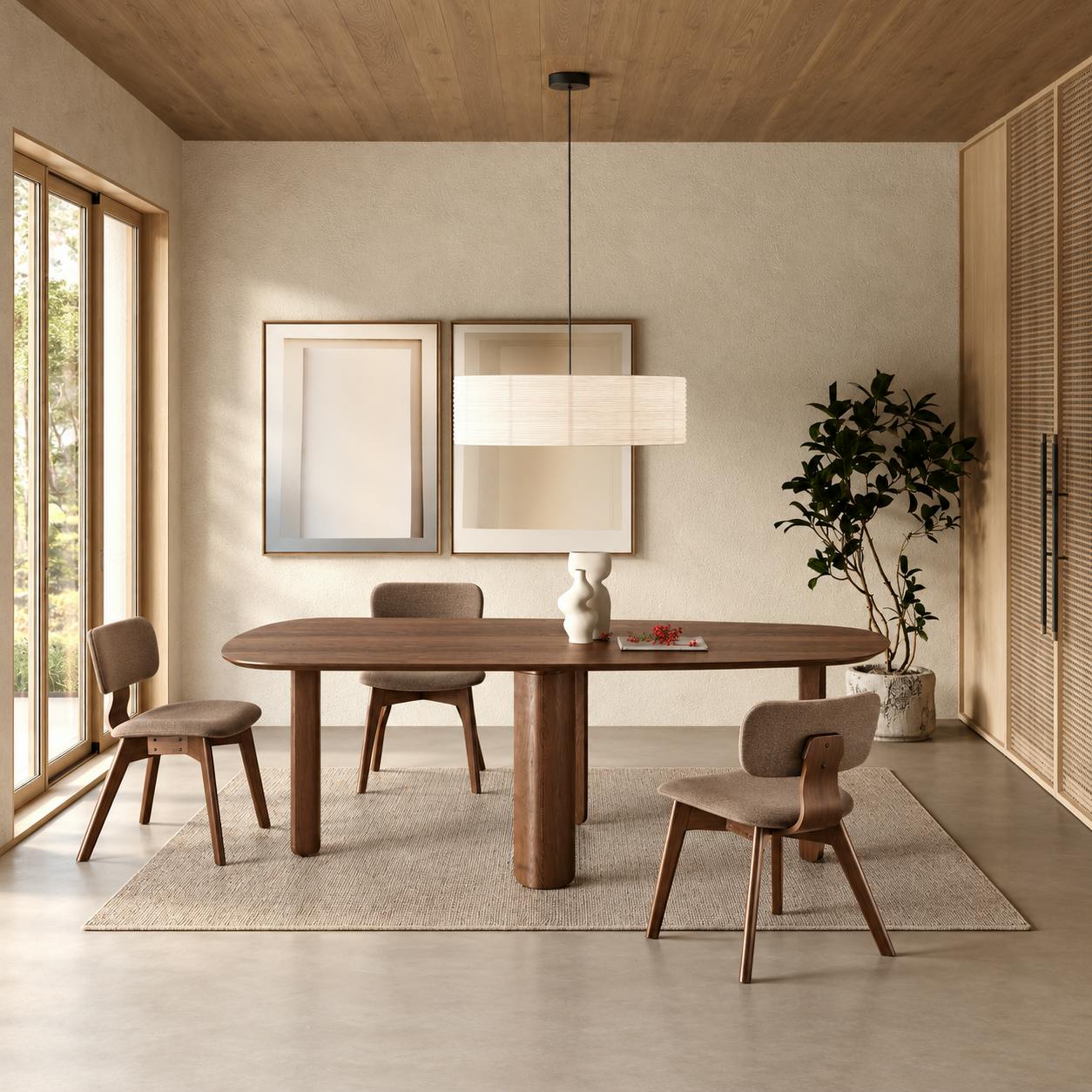 Table à manger design organique décor bois de noyer 240 cm ORBE
