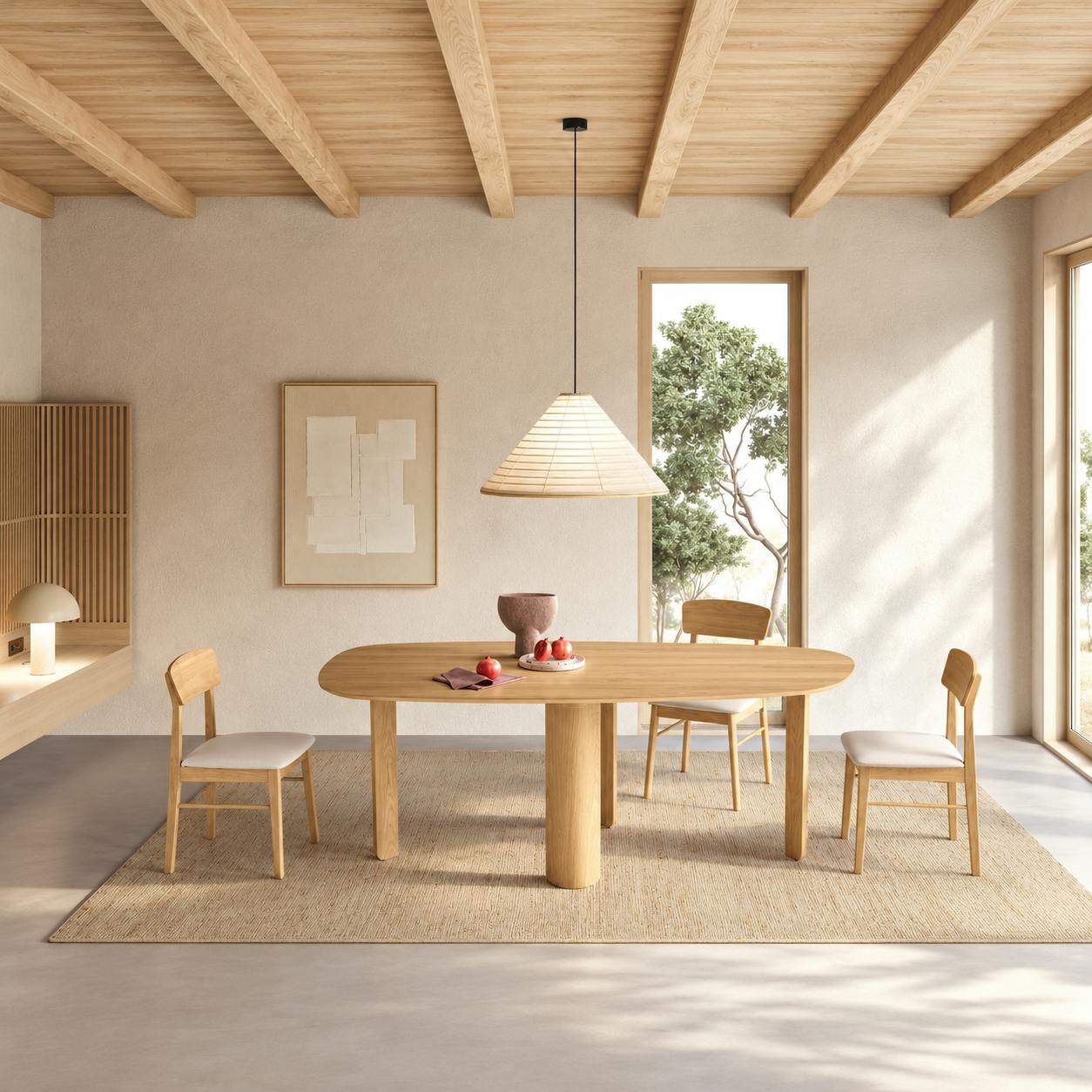Table à manger design organique décor chêne clair 210 cm ORBE