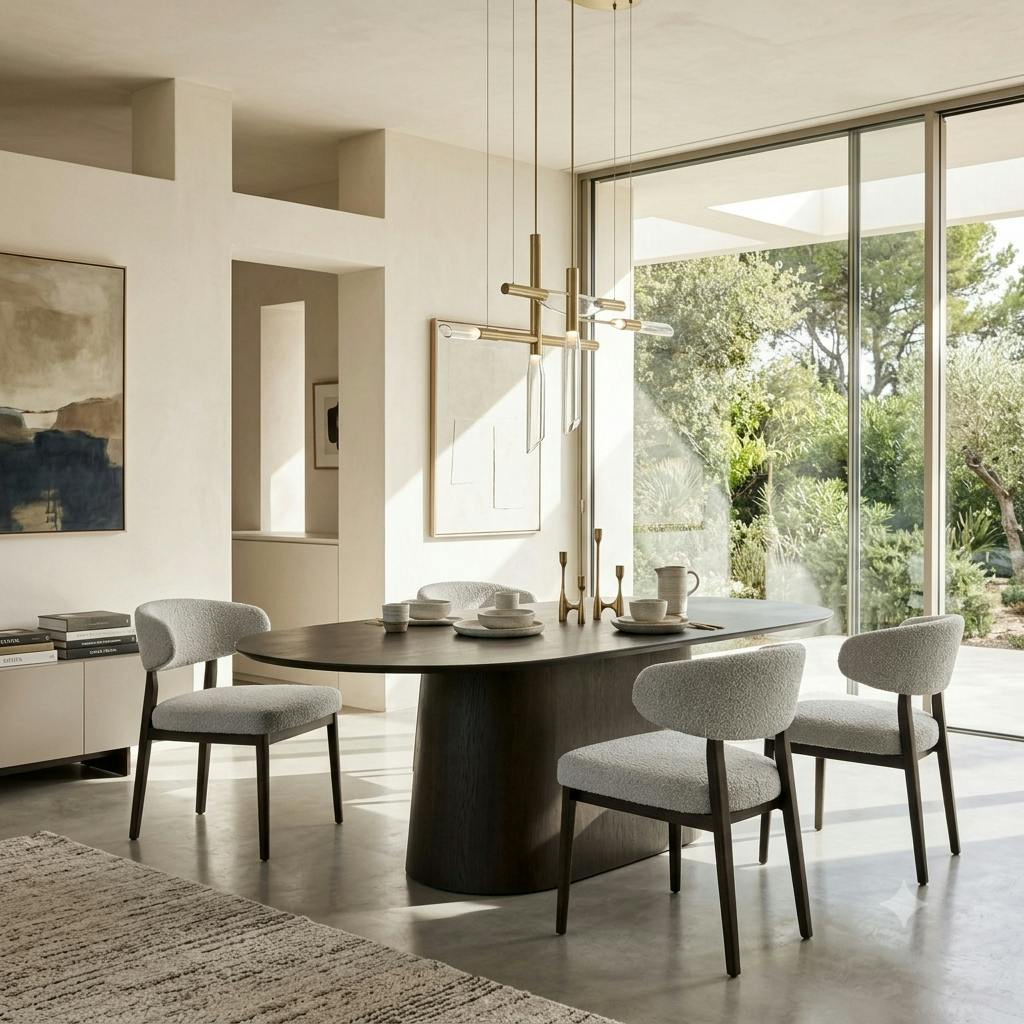 Table à manger design ovale en chêne brun 200 cm LOREN